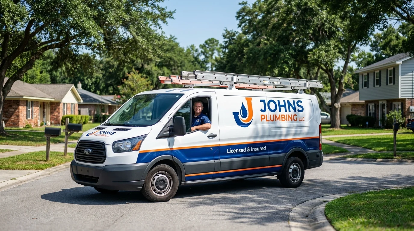 Johns Plumbing LLC service van in Belleair Beach, FL