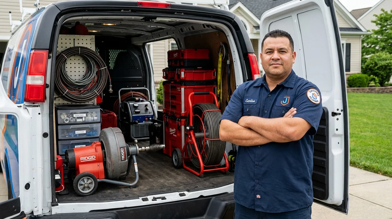 Professional drain cleaning equipment and Johns Plumbing LLC plumber in Belleair Beach