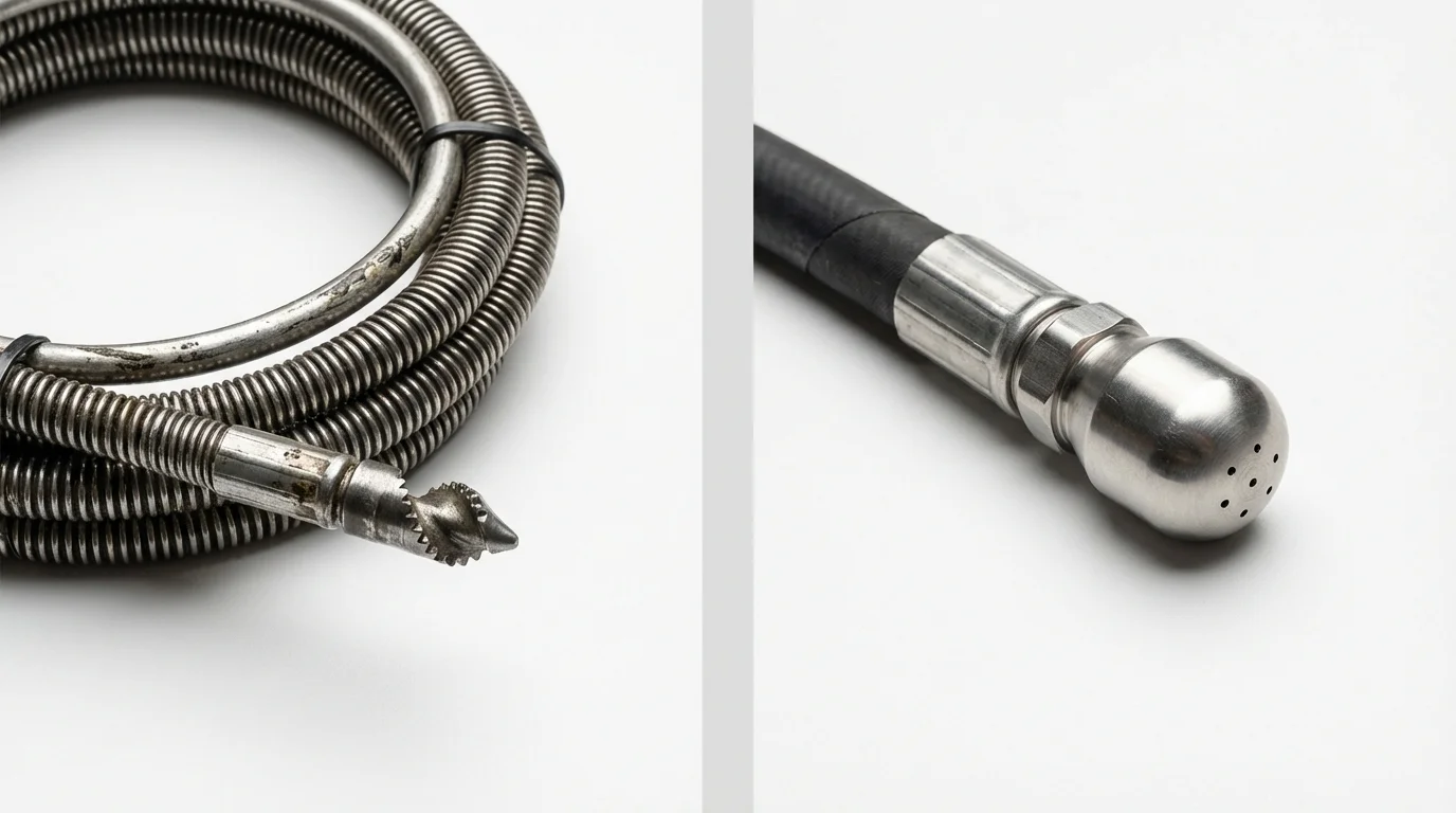 Drain snake cable and hydro jetting nozzle used for drain cleaning in Belleair Beach, FL
