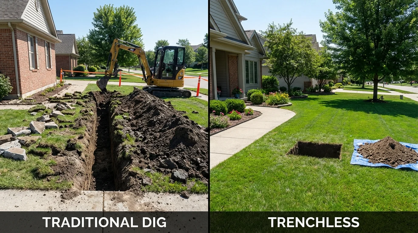 Trenchless sewer repair with minimal yard damage versus traditional excavation in Belleair Beach, FL